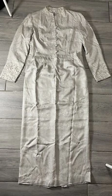 Conjunto de falda y chaqueta vintage de perlas con cuentas crema Adrianna Papell, talla 8 Foto 1 de 4