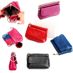 US Womens Small Mini Wallet Portable Coin Purse Card Holder Soft Genuine Leather - Picture 1 of 26