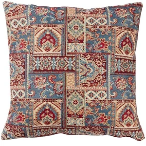 Palace Patchwork Tapestry Cushion. Vintage Persian Carpet Design. 17x17" - Picture 1 of 4