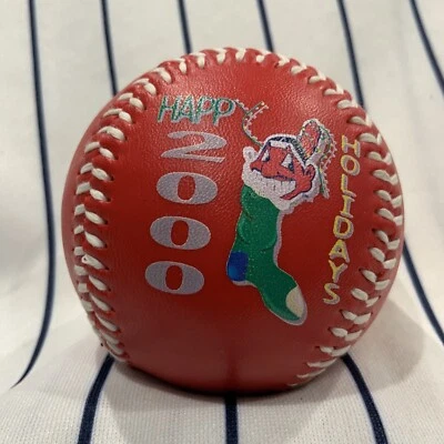Cleveland Indians Happy Holidays 2000 Fotoball Collectible Baseball Ball - Image 1 of 4