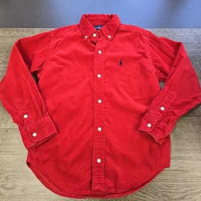 Camisa Ralph Lauren Pana Abotonada Niños Talla 7 Preppy Vacaciones Navidad Foto 1 de 4