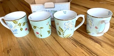 Laura Ashley Heritage Collectable | Türkis m Goldrand  | 4 Tassen | OVP | Neu - Bild 1 von 3