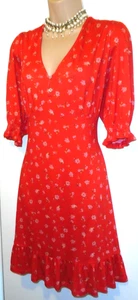 (BNWT) FRENCH CONNECTION Red Floral Tea Dress Sz. 16 - Picture 1 of 8