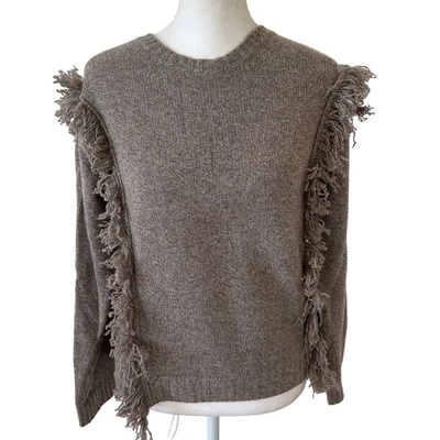 Suéter Pullover de Cachemira Aqua Cashmere con Flecos para Mujer Talla XS Foto 1 de 4