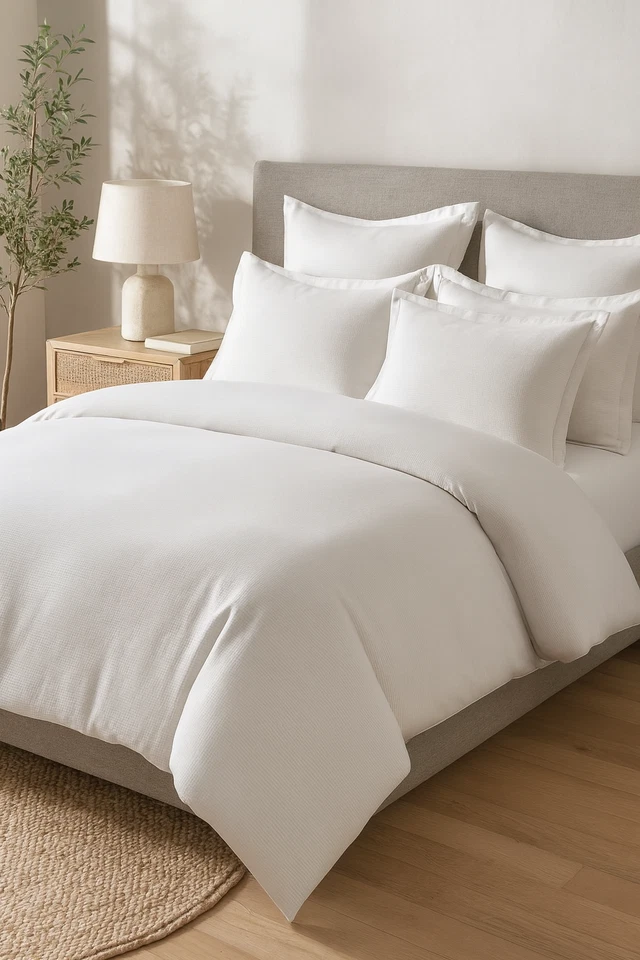 Funda nórdica Restauración Hardware punto seda algodón jacquard blanca Cal King Lux Foto 1 de 1