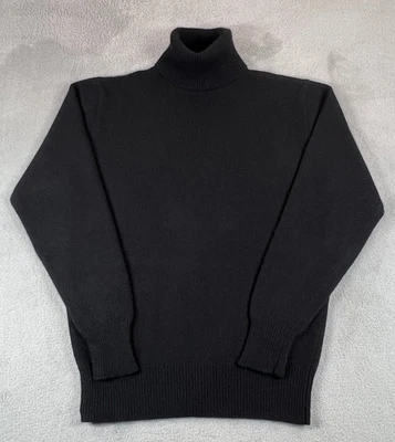 Neiman Marcus Cashmere Turtleneck Sweater Womens Large Black Ribbed Knit - Image 1 of 4