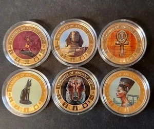 2013 Cook Islands $1 Coins Treasures Of Ancient Egypt CLEOPATRA Gold Plated X6 - Picture 1 of 5