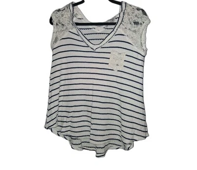 Suéter American Rag Camiseta sin mangas para mujer Mediana Crochet Encaje Espalda Boho Pullover Foto 1 de 3