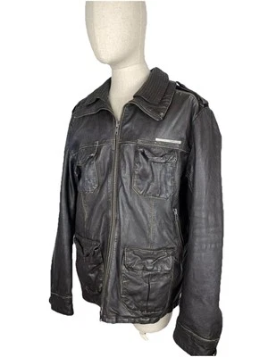 Superdry Japón Hombre Piel Multibolsillo Bomber Chaqueta Militar Talla L Marrón Foto 1 de 4