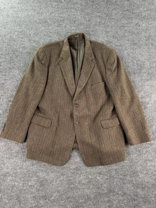 Stafford Sport Coat 50 R Taupe Wool Lambswool Herringbone Premium Flannel Big * - Picture 1 of 15