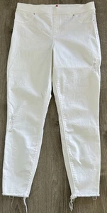 Spanx Women’s White Distressed Straight Leg Frayed Hem High Rise Jeans Size XL - Picture 1 of 5