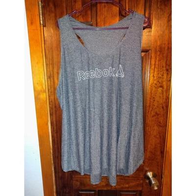 Regata Reebok cinza couro racerback treino atlético roupa ativa - Imagem 1 de 4