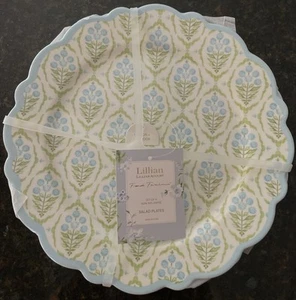 LILLIAN AUGUST FRENCH FARMHOUSE FLORAL SALAD DESSERT Plates Melamine SET 4 NEW - Picture 1 of 7
