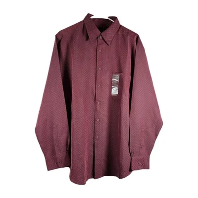 NWT Mens J. Ferrar Men's Size Large Maroon Button Up Long Sleeve Check Pattern  - Image 1 of 4