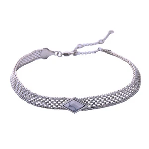 NEW Urban Anthropologie White Swirl Rhinestone Silver Chain Collar Necklace - Picture 1 of 1