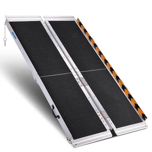 Multi Size Portable Wheelchair Ramp Aluminum Folding Handicap Ramp Non-Slip - Picture 1 of 48