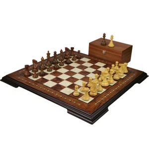 Rosewood Chess Set 20 Inch with Helena Chess Board and Weighted Sheesham Morphy  - Picture 1 of 11