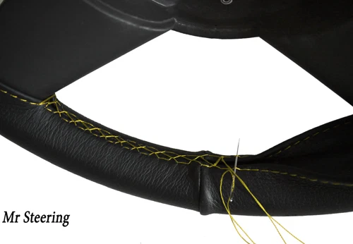 SE ADAPTA A FORD GALAXY MK3 06-10 CUERO NEGRO CUBIERTA VOLANTE PUNTO AMARILLO NUEVO Foto 1 de 1