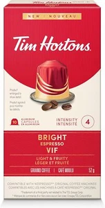 Tim Hortons Bright Espresso, Fine Grind Coffee, 10 Capsules, 52g/1.8 oz Box - Picture 1 of 4