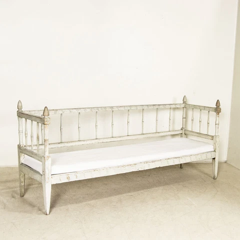 Early 19th Century Antique Swedish Gustavian Gray Painted Sofa / Bench Cover