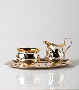 Milch Zucker Set + Tablett Edel Milchkännchen und Zuckerdose - Bild 1 von 2
