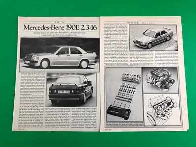 1984 MERCEDES BENZ 190E 2.3 16 190 E ORIGINAL PRINT AD 5 PAGE ROAD TEST PRINTED - Image 1 of 3