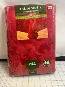 Holiday Poinsetta Schnörkel Tischdecke ~ länglich rot ~ breite Breite ~ 70” x 104” - Bild 1 von 4