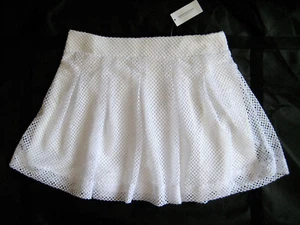 Banana Republic Women Size 10 Flare Skirt White Knit Lace Crochet Pleat Zip Back - Picture 1 of 10