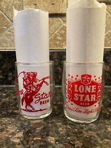 1960s Lone Star Beer Beer Barrel Glass San Antonio Brewing Company Set 2 Vintage