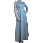Vintage staubig blau Rüschenkragen Prärie Maxikleid - 1960er Jahre Cottagecore Kleid