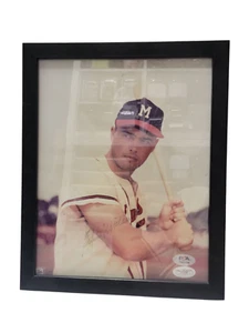 Eddie Mathews Autographed Milwaukee Braves 8x10 Framed Photo PSA/DNA Authentic - Picture 1 of 4