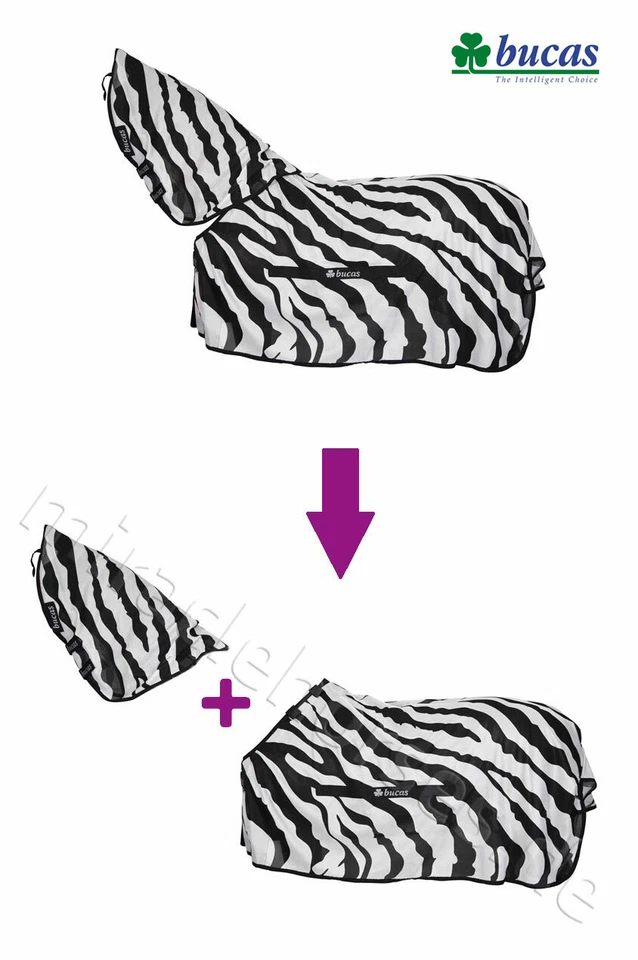 Bucas Buzz Off ZEBRA & Neck Fliegendecke mit abnehmbarem Halsteil NEU - Bild 1 von 1