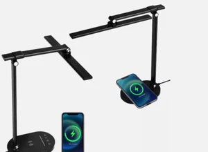Lampe de Bureau LED Lampes de Bureau avec Minuterie Chargeur Sans Fil et 5 Bras Réglables Modèle - Photo 1 sur 12