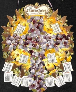 Flowers, FROM CROSS TO CROWN CALENDAR FOR 1901, Tuck 4023 - Picture 1 of 2