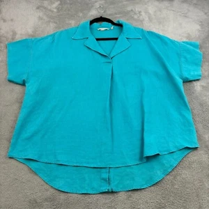 Soft Surroundings Linen Tunic Top Womens 1X Blue Boxy Lagenlook Coastal Beachy - Picture 1 of 16