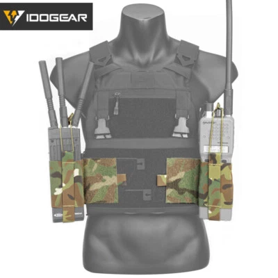 IDOGEAR Tactical Side Radio Pouch Set 2PCS Elastic Airsoft Walkie Talkies Holder - Image 1 of 4