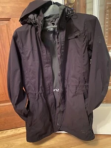 REI E1 Elements Rain Hoodie Jacket Waterproof Lightweight Womens Small Black - Picture 1 of 14