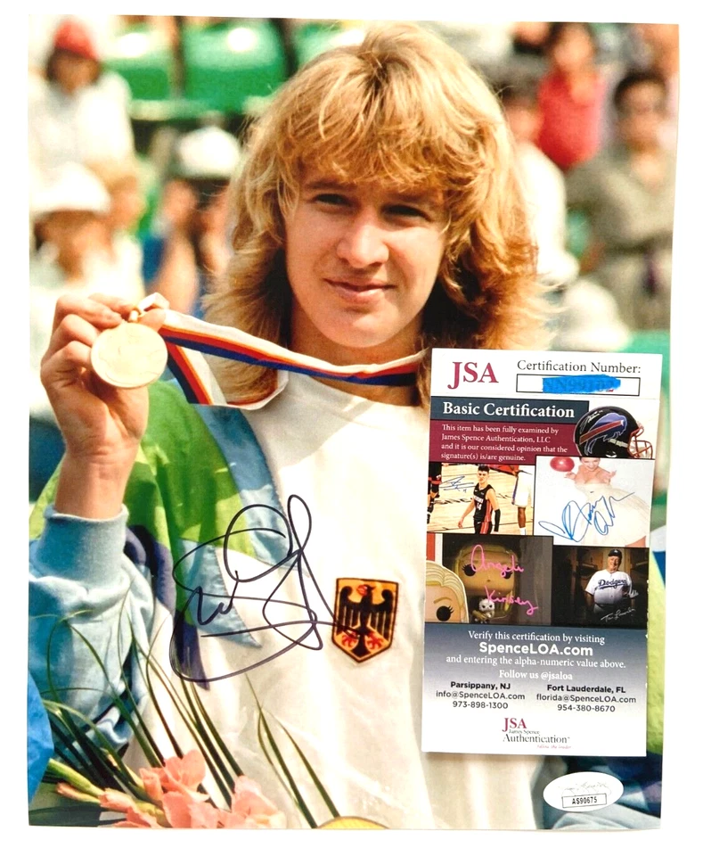 FOTO DE TÊNIS ASSINADA POR STEFFI GRAF 8X10 FRANCESA EUA ABERTA WIMBLEDON 1988 OLIMPÍADAS JSA - Imagem 1 de 1