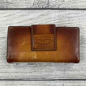 Levis Strauss & Co Vintage 70’s Leather Wallet Kiss-Lock Check Bills w/ Receipt - Picture 1 of 10