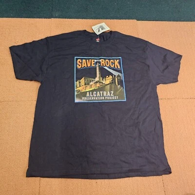 Camiseta Alcatraz Save The Rock Preservation Project Para Hombre XL Azul Gráfico SS S3b Foto 1 de 4