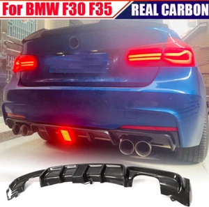 REAL CARBON Rear Bumper Diffuser Lip For BMW F30 F35 340i 328i 320i MSport 12-18 - Picture 1 of 13