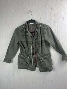 Miss Me Girls Military Adjustable Jacket Green Size Large Embroidery Beading - Picture 1 of 8