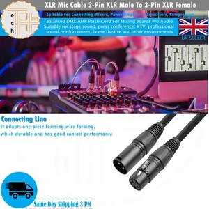 3 Pin XLR Microphone Cable Male to Female Balanced Patch Lead Mic OFC - Picture 1 of 3