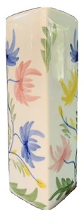 Handbemalte Keramikvase aus Tonmotiv Blumendesign rechteckig 7,5x2,5x2,5" - Bild 1 von 6
