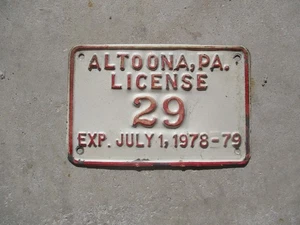 Pennsylvania Altoona 1978 / 79 motorcycle size license plate #   29 - Picture 1 of 1