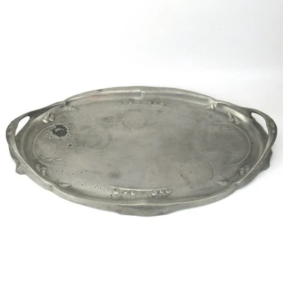 Kayserzinn Tablett 4409 Jugendstil Hugo Leven Entwurf ca. 1903 Antik Pewter Tray - Bild 1 von 4