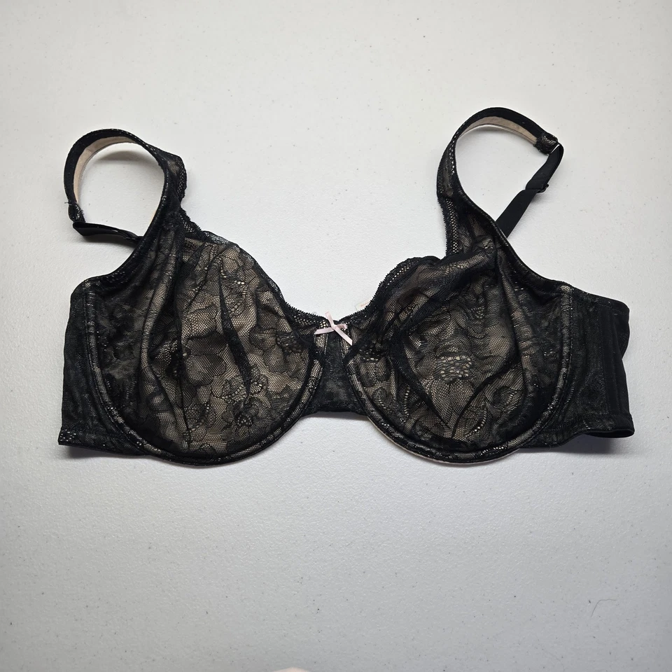 Sujetador Cacique Mujer 42DD Negro Floral Moderno Encaje Cubierto Sin Forro Cobertura Completa Foto 1 de 4