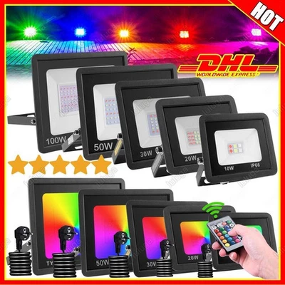 10W-100Watt Dimmbar LED Fluter mit Stecker Außen Strahler Scheinwerfer Flutlicht - Bild 1 von 4
