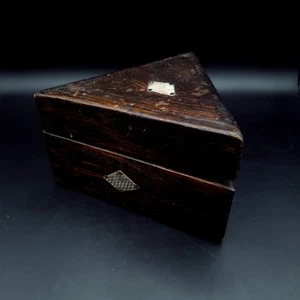 Antique Triangular Wooden Hinged Box Folk Art Primitive Possibly Masonic - Picture 1 of 18