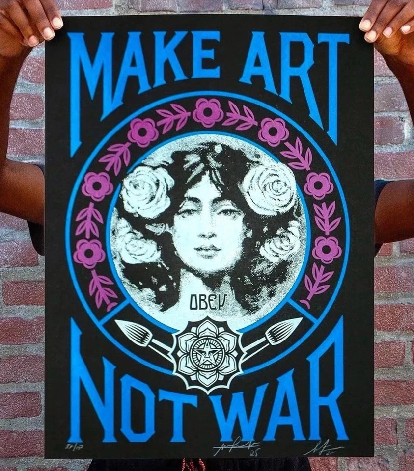 Obey Giant Make Art Not War Painting Black Fairey Signed Print /150 Gonzalez - image 1 of 1